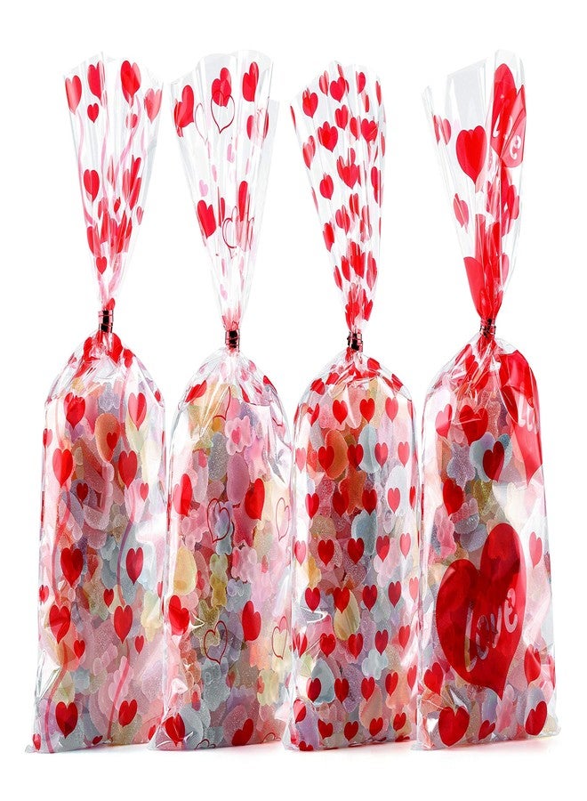 Yoption 160PCS Valentines Heart Clear Cellophane Treat Bags with Twist Ties, Wedding Party Favor Bags for Candies Cookie Chocolate Snack - Image 2